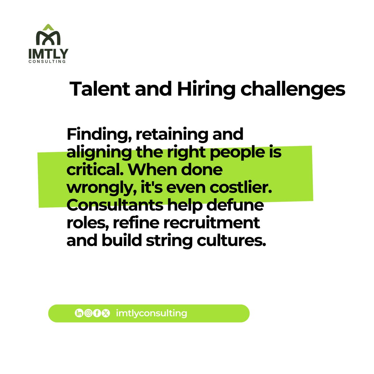 imtly_llc's tweet image. As business consultants, there are conversations which we are open to having everyday and they are centered around turning complex problemd into clear strategies that drive measurable results. 

Which of these challenges sounds familiar to your business? 

#IMTLY #IMTLYConsulting