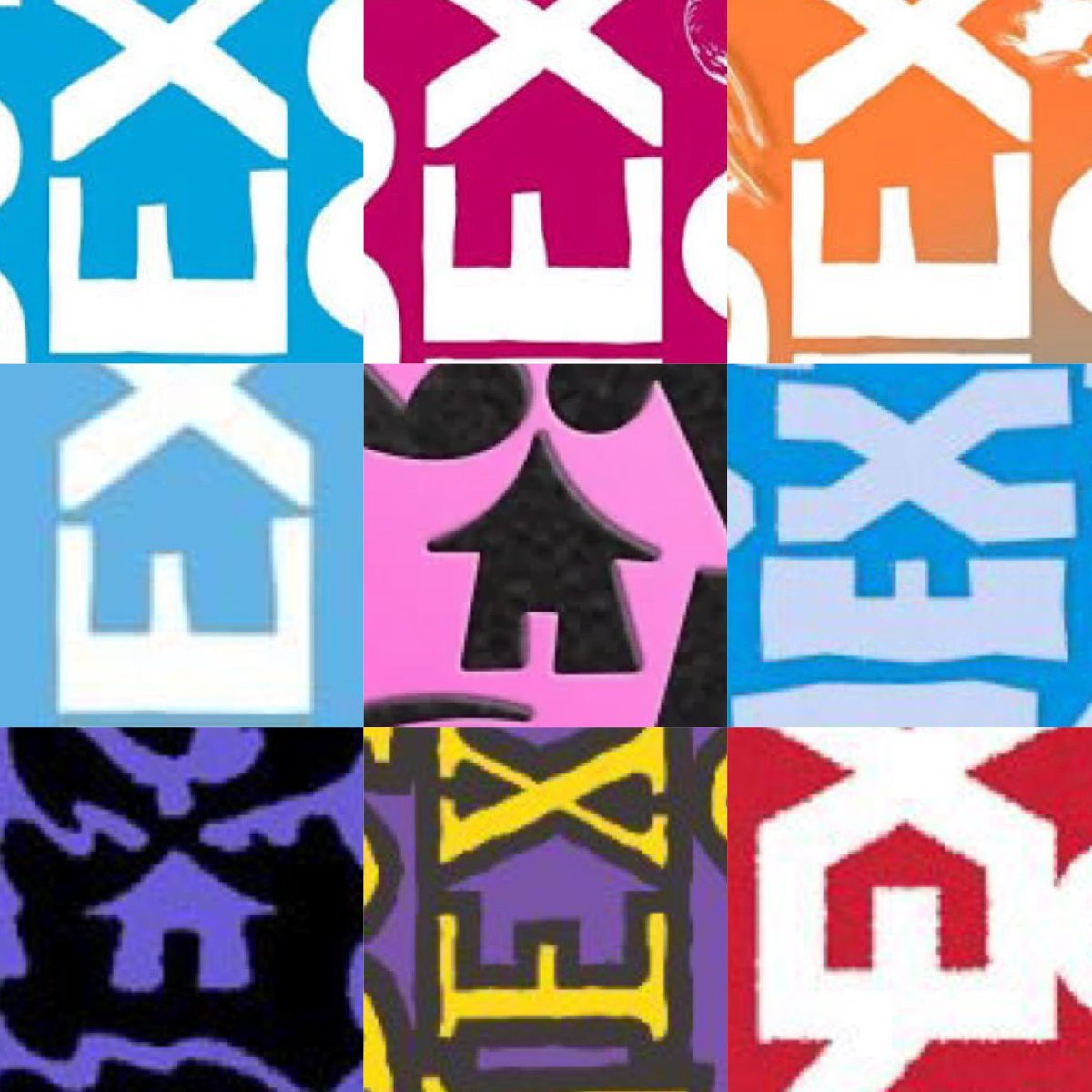 the cute little houses between the letters E and X 🥹🏠♥️