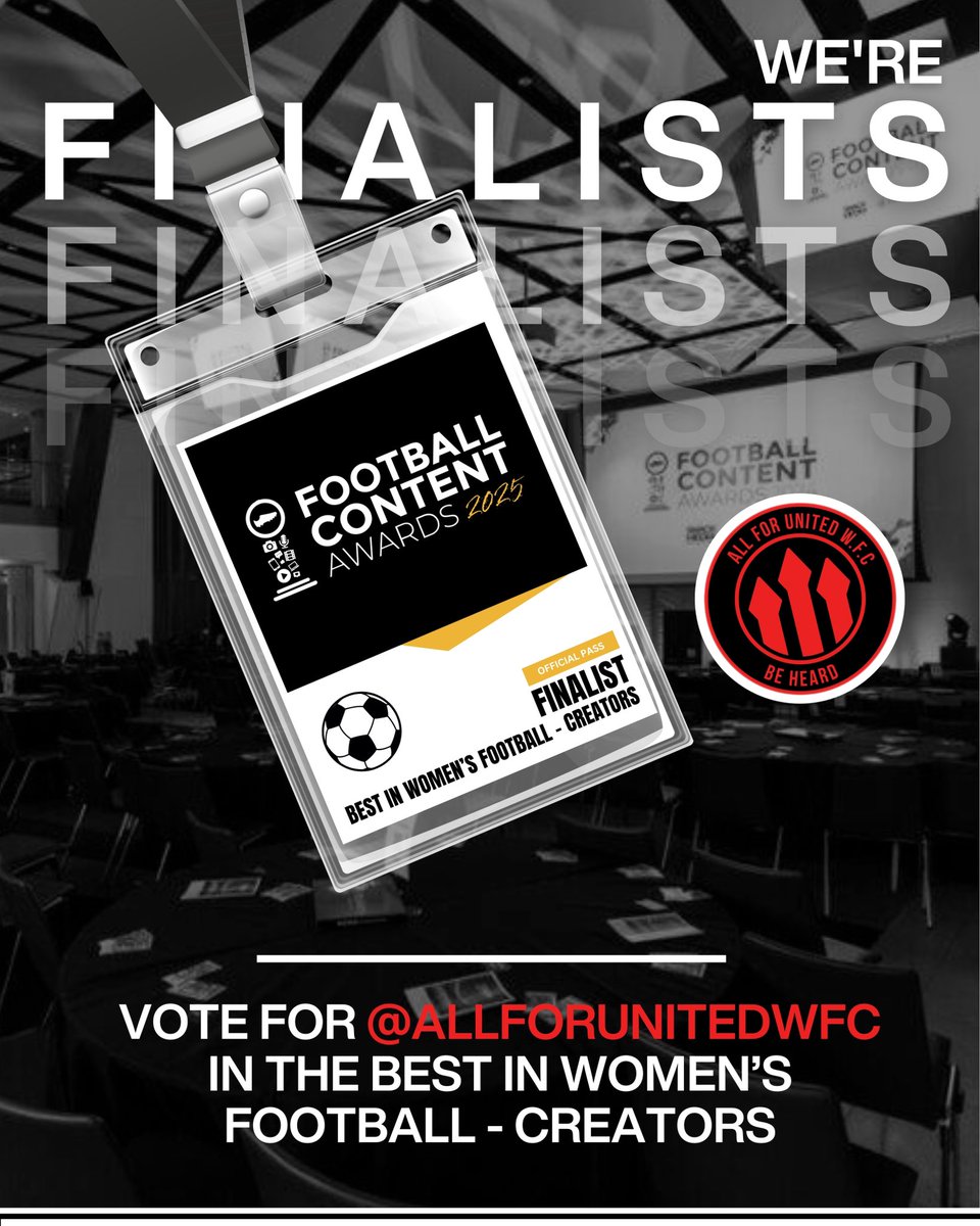 AllForUnitedWFC's tweet photo. It’s a great honour to be shortlisted as a finalist in the best in women’s football - creators category at the @The_FCAs again this year. 

Thank you to anyone who nominated us &amp; the judges for shortlisting us🙏

Voting details below👇

#MUWomen https://t.co/4RPER3wx8h
