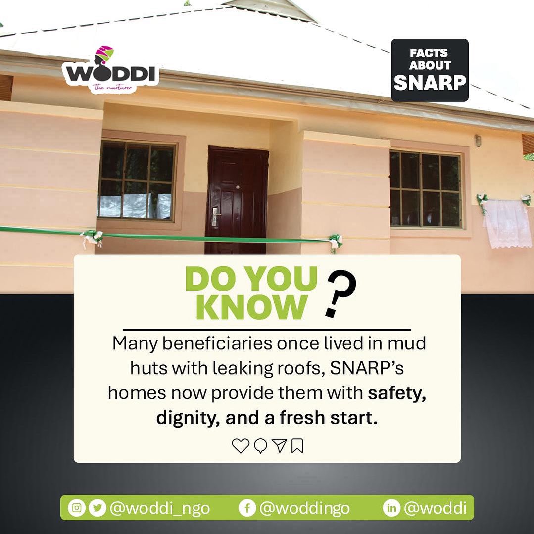 woddi_ngo's tweet photo. FACT ABOUT SNARP
DO YOU KNOW?
Many beneficiaries once lived in mud huts with leaking roofs, SNARP’s homes now provide them with safety, dignity, and a fresh start.
.
.
#WODDI #WODDIImpact #SNARP #SnarpImpact #RestoringHope #WidowSupport #ShelterForAll #HumanityInAction https://t.co/3J5KuCTgUj