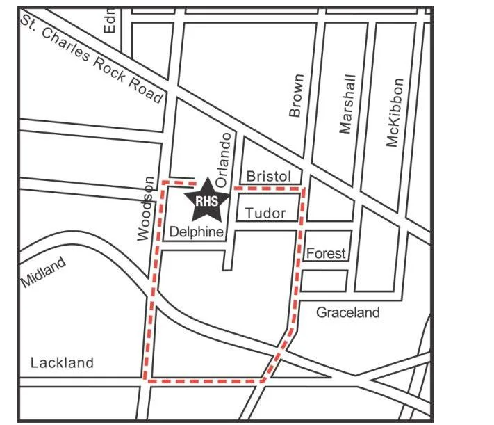OverlandPD's tweet photo. The Ritenour Homecoming Parade is this Saturday.  The area below will be closed to vehicle traffic from 0855 am to 1200 pm.  

https://t.co/T2AkUVBO6x https://t.co/77Hi91eAxQ