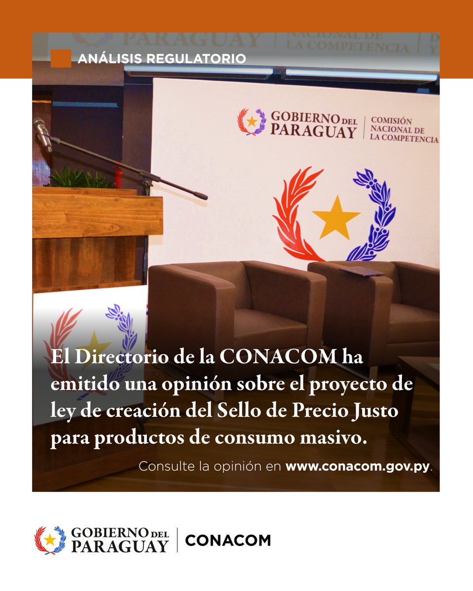 La CONACOM emitió una opinión sobre el proyecto de ley de creación del sello de precio justo para productos de consumo masivo

🔗 conacom.gov.py/la-conacom-emi…

#GobiernoDelParaguay