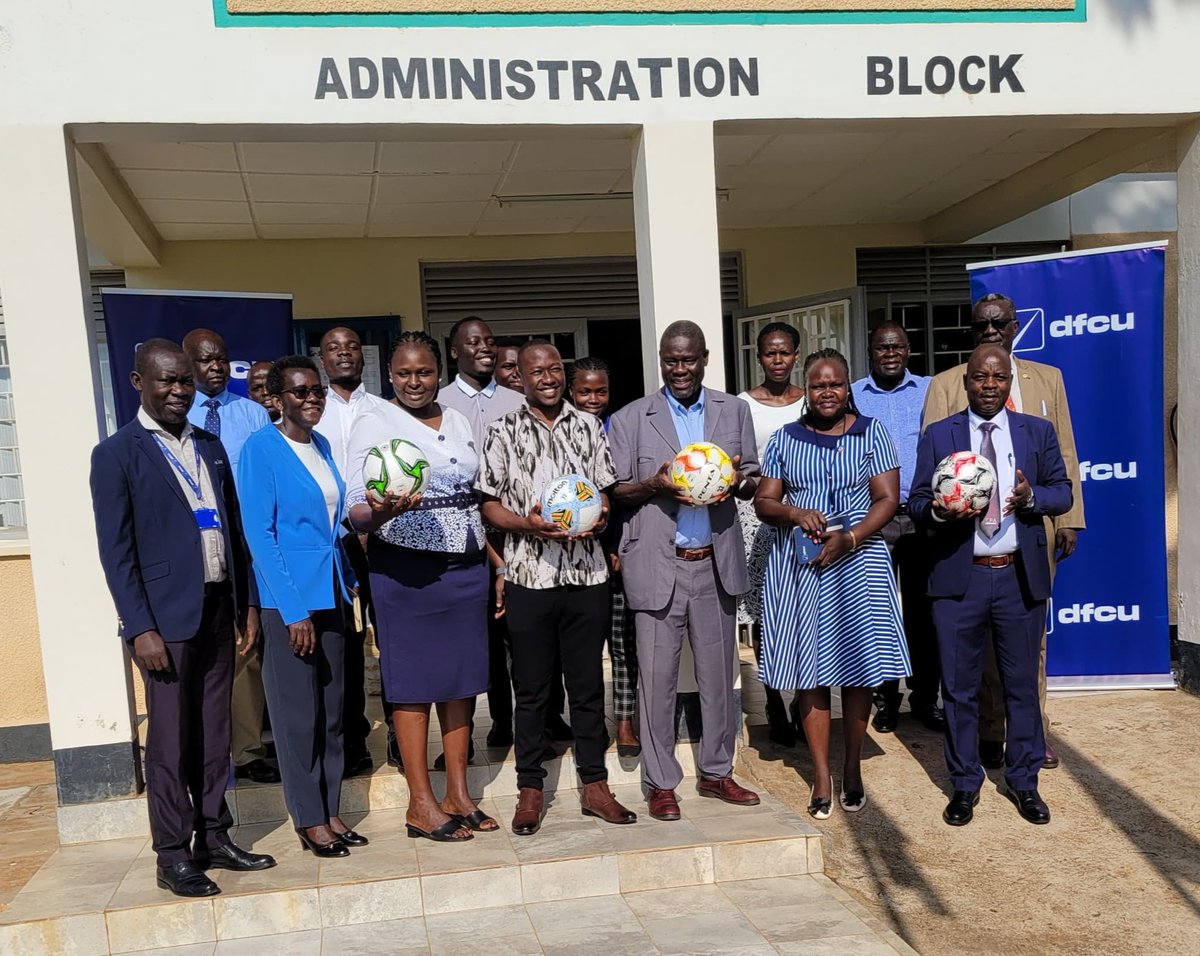 Thank you DFCU Bank <a href="/dfcugroup/">dfcu Bank</a> for donating four balls to support Gulu University football team. 

The Regional Manager Nancy Acayo Ocitti led the team and handed over the balls to the Vice Chancellor Prof. George Ladaah Openjuru in his office on Thursday 18th September with a