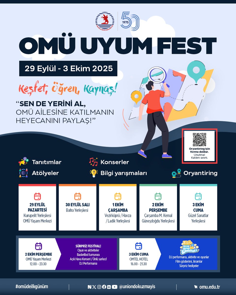 omuuzem's tweet photo. Ondokuz Mayıs Üniversitesi (OMÜ), 2025-2026 akademik yılına öğrencilerine özel hazırladığı “OMÜ Uyum Fest” ile başlıyor. Ayrıntılar: https://t.co/0ced4g9LO5 https://t.co/UYySVyqCE7