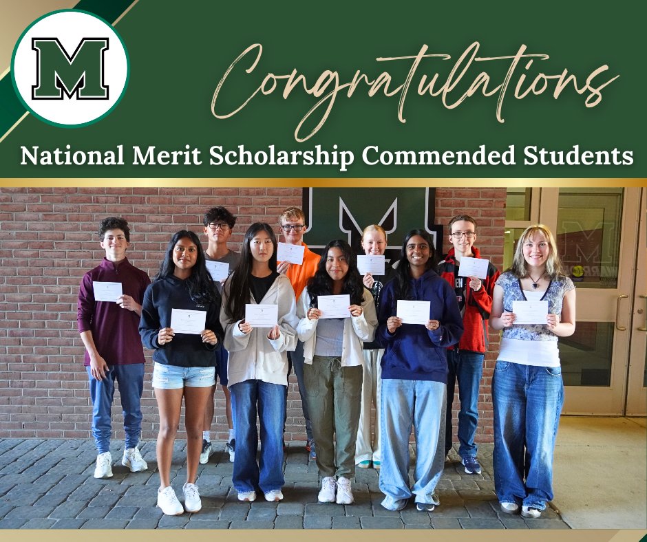 Congratulations to Methacton High School's fourteen Commended Students in the 2026 National Merit Scholarship competition!

The National Merit Scholarship Program recognizes students with exceptional academic achievements. Around 34,000 of the 50,000 top scorers are designated as