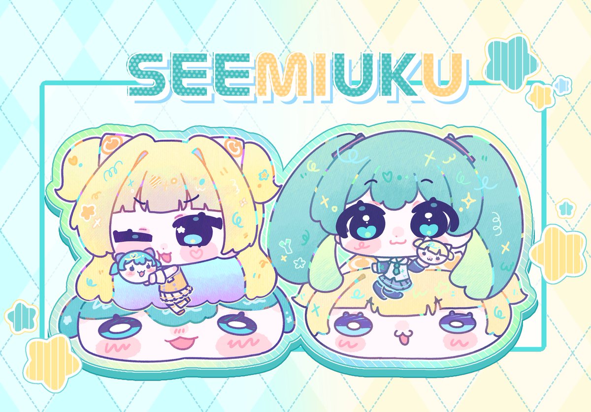 일페때 리뉴얼 시유&amp;미쿠 경단 세트 구매시에 증정되는 시미유쿠 특전 엽서입니당... ㅎㅎㅎ

#SeeU #初音ミク #VOCALOID