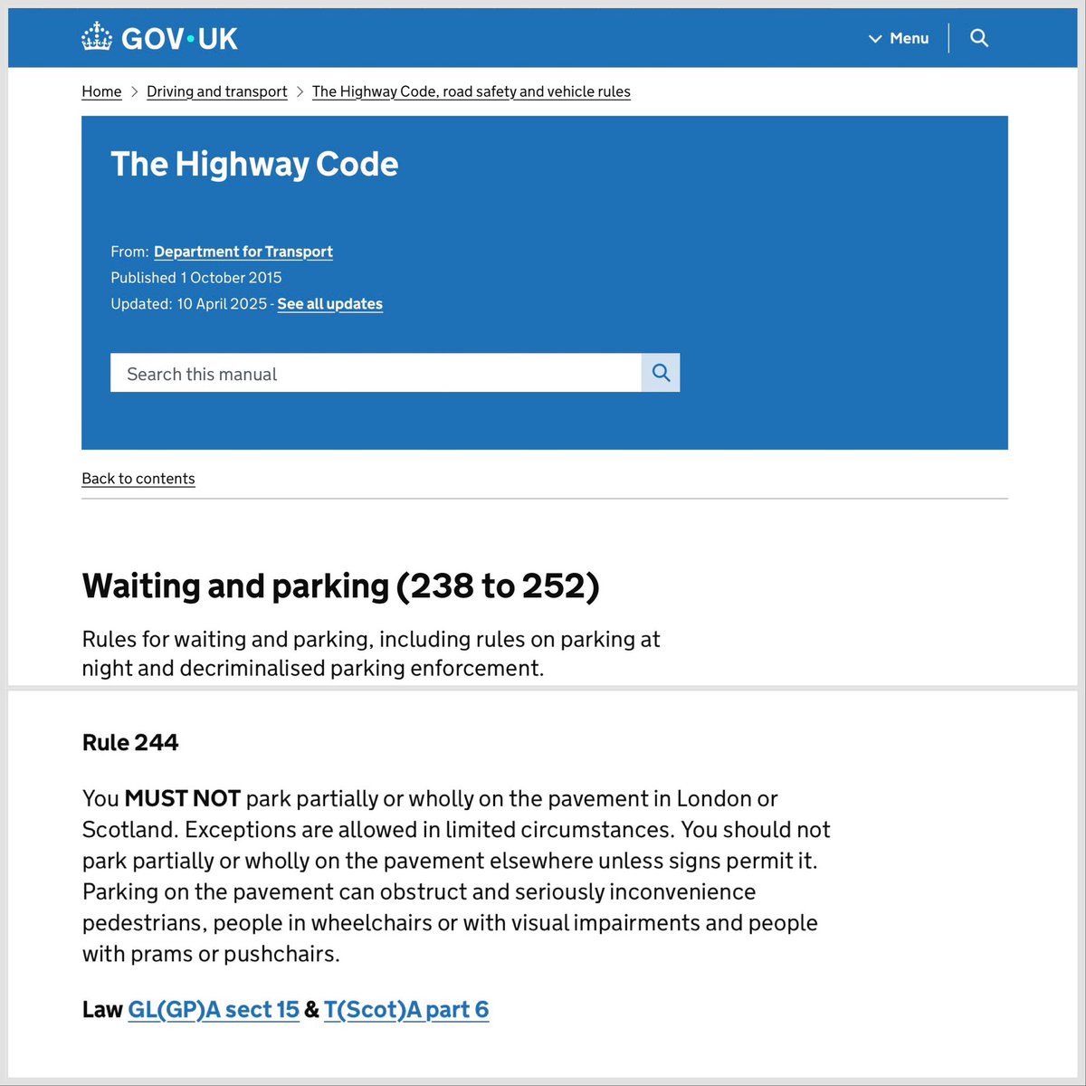 c_r_g's tweet photo. Highway Code - Rule 244:
“You should not park partially or wholly on the pavement elsewhere unless signs permit it.
Parking on the pavement can obstruct and seriously inconvenience pedestrians, people in wheelchairs or with visual impairments and people with prams or pushchairs.” https://t.co/hl8ZBgObZi