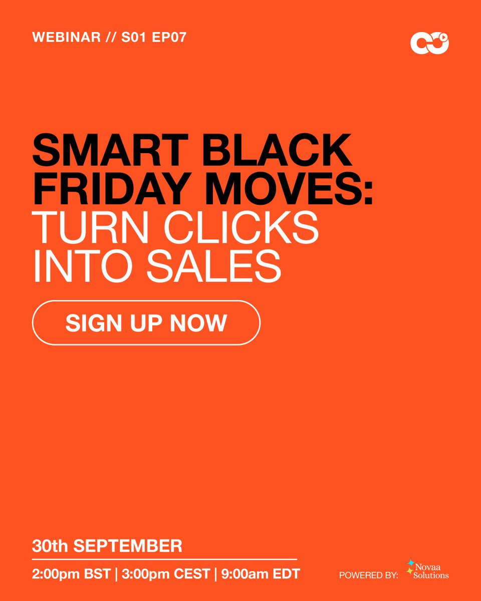 Ready to make this Black Friday your biggest yet?

📅 30 September | 2pm BST | 3pm CEST | 9am EDT
Here’s what our speakers will be exploring:
📌How to convert traffic into revenue, not just clicks
📌The most common mistakes brands make and how to avoid them