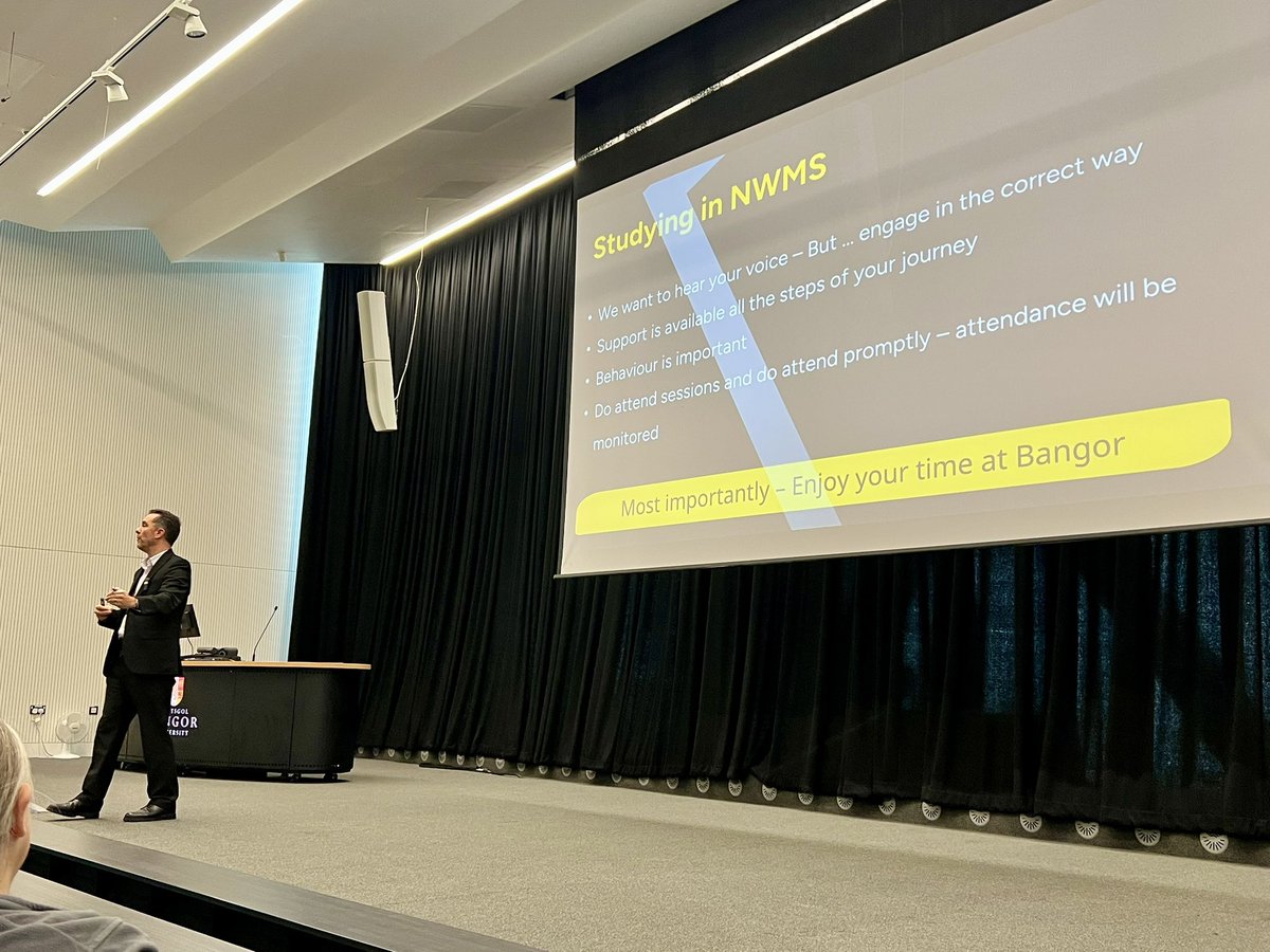 mikelarvin's tweet photo. Fantastic to see Pontio Lecture Theatre 5 full with our new North Wales Medical School students and staff @medicalbangor @BangorUni. Head of School, Prof Stephen Doughty leads the Welcome session. https://t.co/MC9c6QWskQ