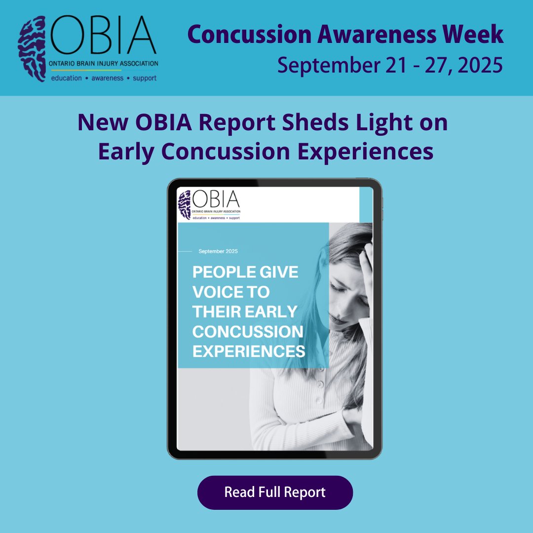 OntarioBIA's tweet image. 📢Just Released! This Concussion Awareness Week, OBIA is proud to share our Early Concussion Experiences Report. It highlights critical gaps in awareness, healthcare response, and recovery support. 

🖥️ Read the full report here: obia.ca/new-obia-repor…

#ConcussionAwarenessWeek