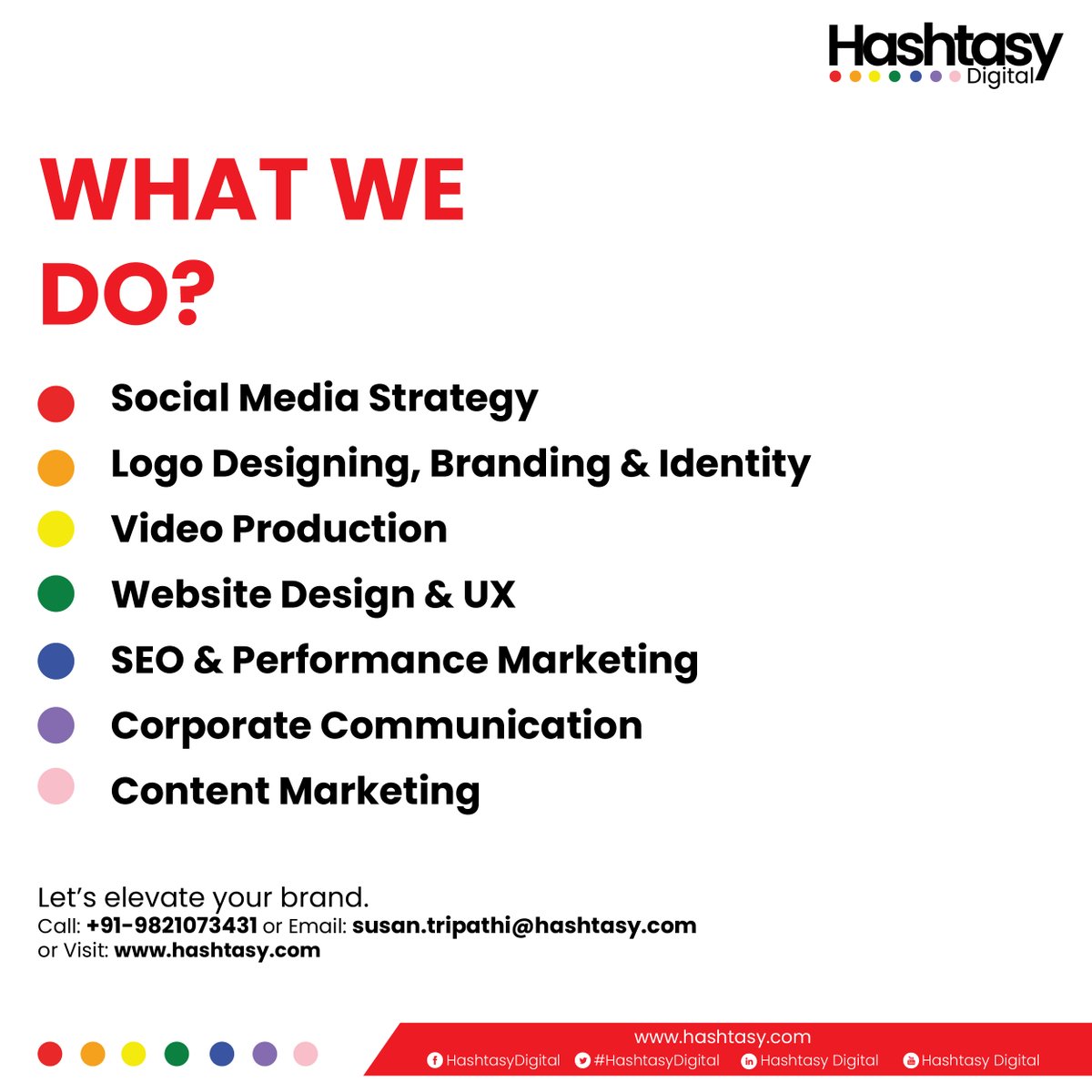 HashtasyDigital's tweet photo. ✨ We make brands stand out. At Hashtasy Digital, creativity meets strategy for impactful campaigns. 🚀 👉 Swipe to explore our services and elevate your brand. 📩 Let’s create together! 🌐 https://t.co/nWE3wrdjvI | 📞 +91-9821073431 https://t.co/48kdgf6W7A
