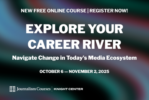 Your career isn’t a ladder, it’s a river. 🌊

Learn how to flow through change with confidence in our FREE course:
Explore Your Career River: Navigate Change in Today’s Media Ecosystem

✅ Register: bit.ly/42d1KMb

#CareerRiver #KnightCenter #FreeCourse