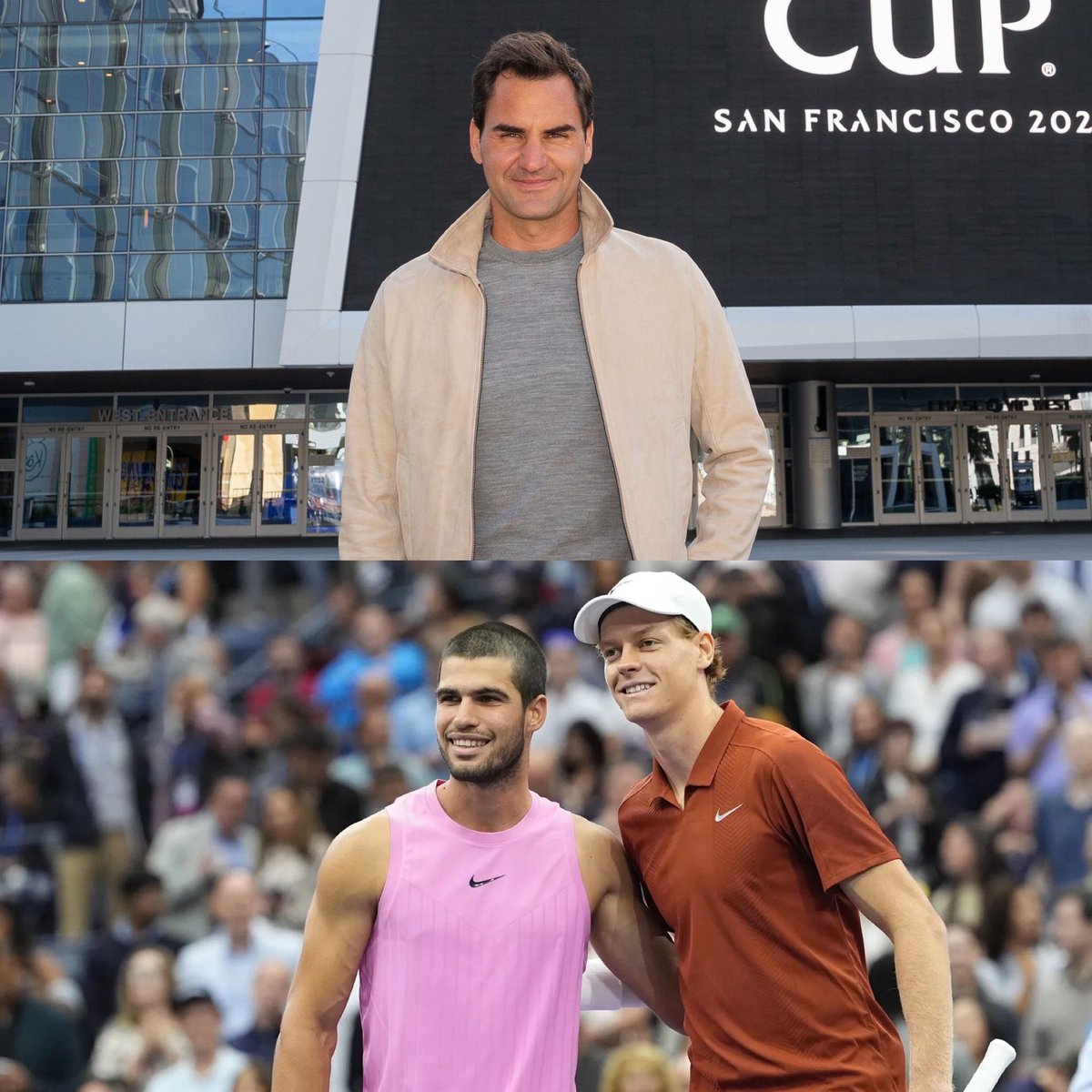 🇨🇭🎾 Roger Federer says tournament directors are purposefully slowing down the courts in an aim to produce Alcaraz-Sinner finals:

“I understand the tournament directors who, based on their instructions, try to make the courts slower.

“This benefits those who need to hit