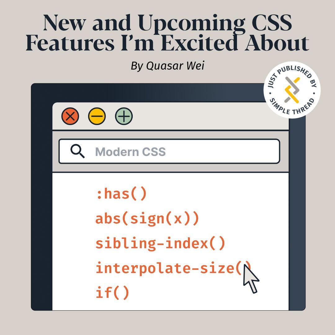 simple_thread's tweet image. Ready for next-level styling? From sign() and abs() to sibling-index() and inline if() logic, discover CSS upgrades that can finally replace your JavaScript hacks.
Stay ahead of the curve—check out the blog!
buff.ly/VRWv5Es