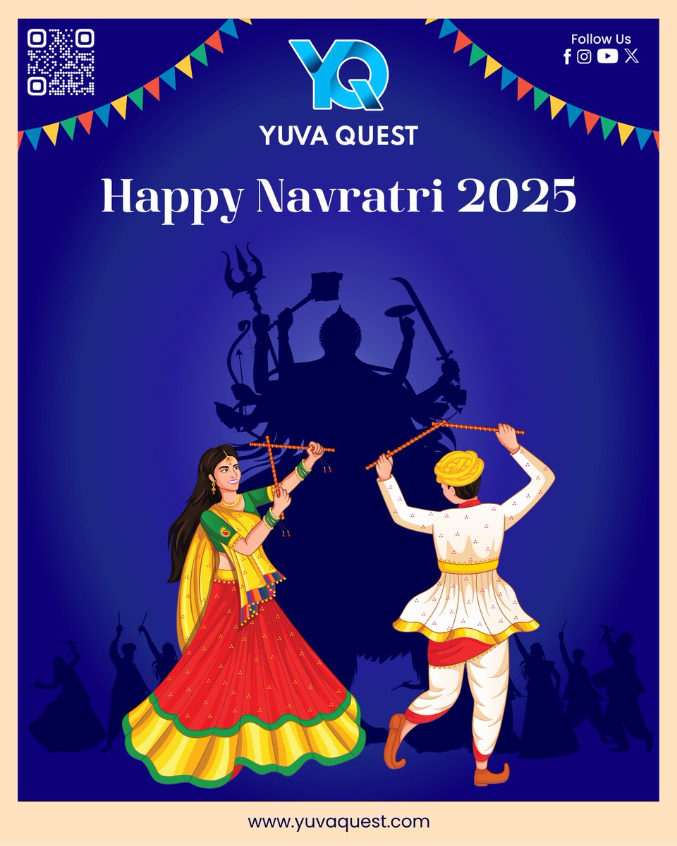 YuvaQuest's tweet photo. This Navratri, celebrate the nine divine forms of Maa Durga with Yuva Quest! 🙏 Scan the QR and connect your child with India’s rich culture and heritage!
Join us at https://t.co/H27IJLdFj5 to enjoy an exclusive free trial.
#yuvaquest #Navratri #Navratri2025 #HinduMythology https://t.co/HkXUya6kqT