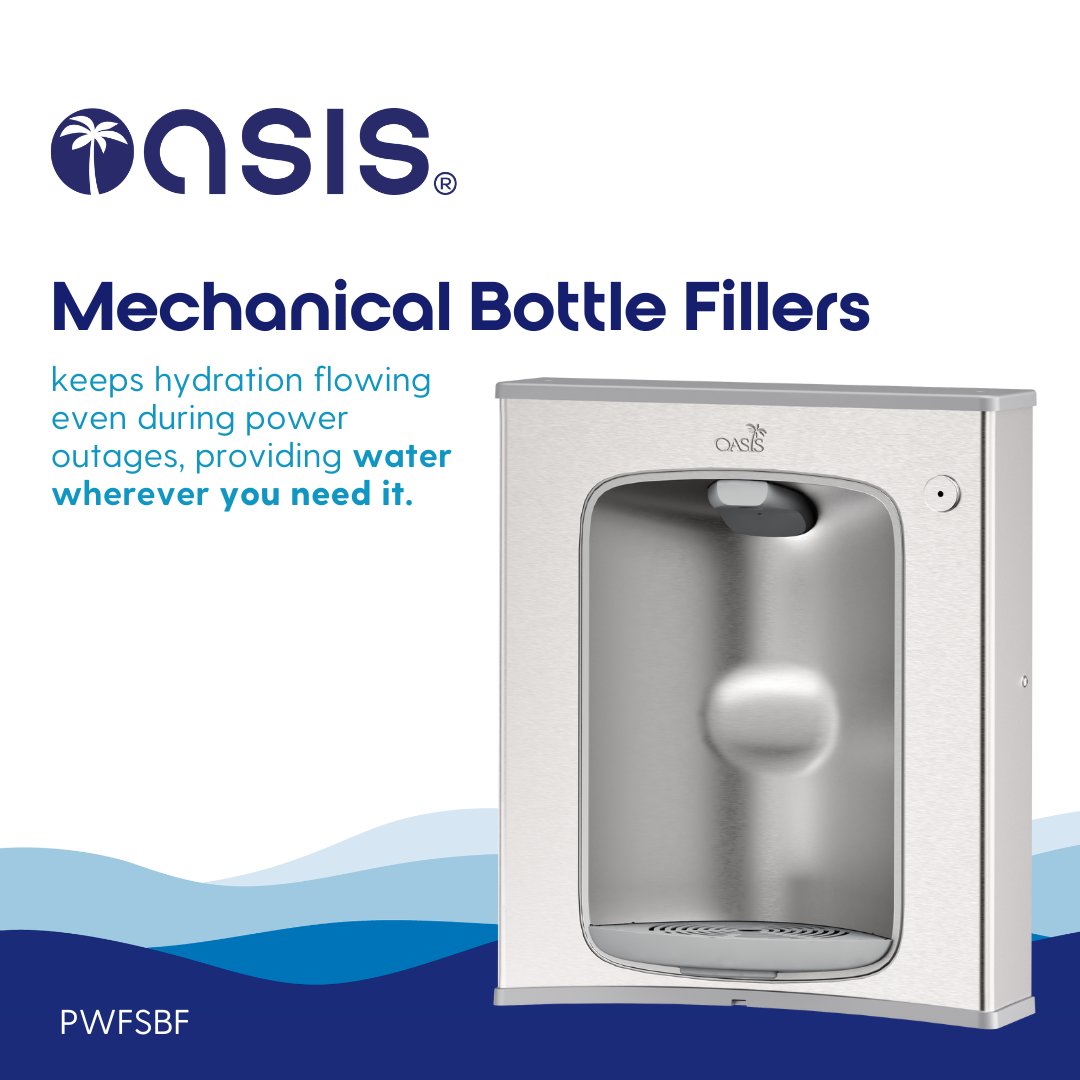 OASISIntl's tweet photo. 💧 September is National Preparedness Month—when the power goes out, hydration shouldn’t stop.OASIS retrofit mechanical bottle fillers keep water flowing without electricity. 
https://t.co/LMiRG3MvMD

#Preparedness #SafeHydration #OASISHydration https://t.co/nlfMkJlEli