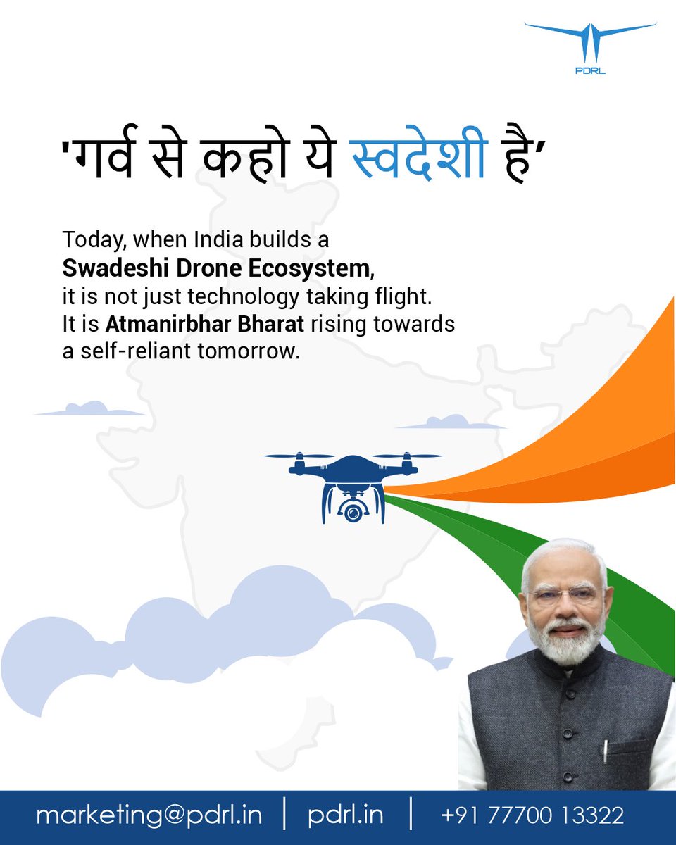 At PDRL, we resonate deeply with Hon’ble Prime Minister Shri Narendra Modi’s vision of Swadeshi, building with pride, innovating with purpose, and empowering India through self-reliance.

The drone ecosystem is not just about technology, it is about India’s @aatmanirbharta in the