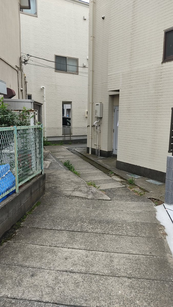 三軒家堀（サゲヤ）の分流の一つは、稲田堤駅の下を通り南へと続くと、コンクリート蓋が並ぶ暗渠に。
蓋の大きさが所々で違うのが面白い。
この蛇行具合もなかなか。
（大丸用水/川崎市多摩区）