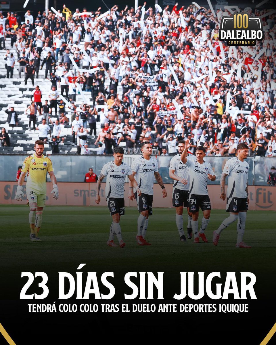 dalealbo's tweet photo. Después del partido de este viernes, Colo Colo volverá a las canchas recién el 19 de octubre, cuando visite a Coquimbo Unido ⏳ https://t.co/300mbSgcVq