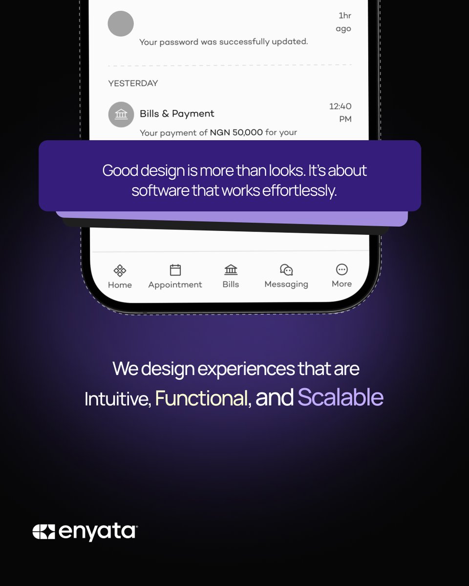 EnyataHQ's tweet image. The best design guides users without them realizing it. A beautiful interface means nothing if it doesn’t work well. That's why products that focus on usability and scalability win in the long run.
#softwaredevelopment #softwaredesign #softwaredevelopmentcompany