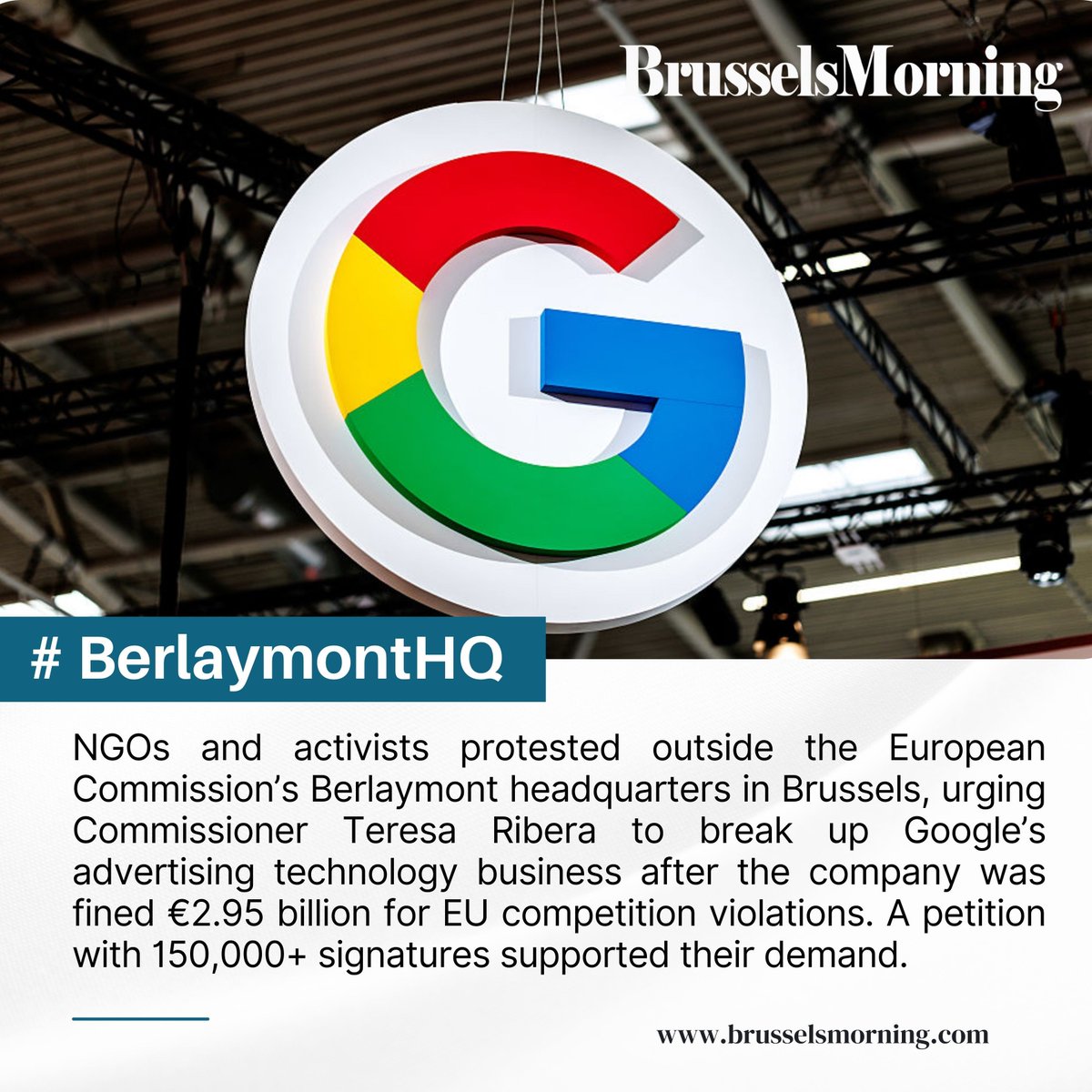 BrusselsMorning's tweet image. Protesters rallied outside Brussels’ Berlaymont HQ, urging the EU to break up Google’s AdTech empire after a €2.95B fine. 

NGOs say only structural remedies can fix market abuse.

#Brussels #Berlaymont #BreakUpBigTech

Read More: brusselsmorning.com