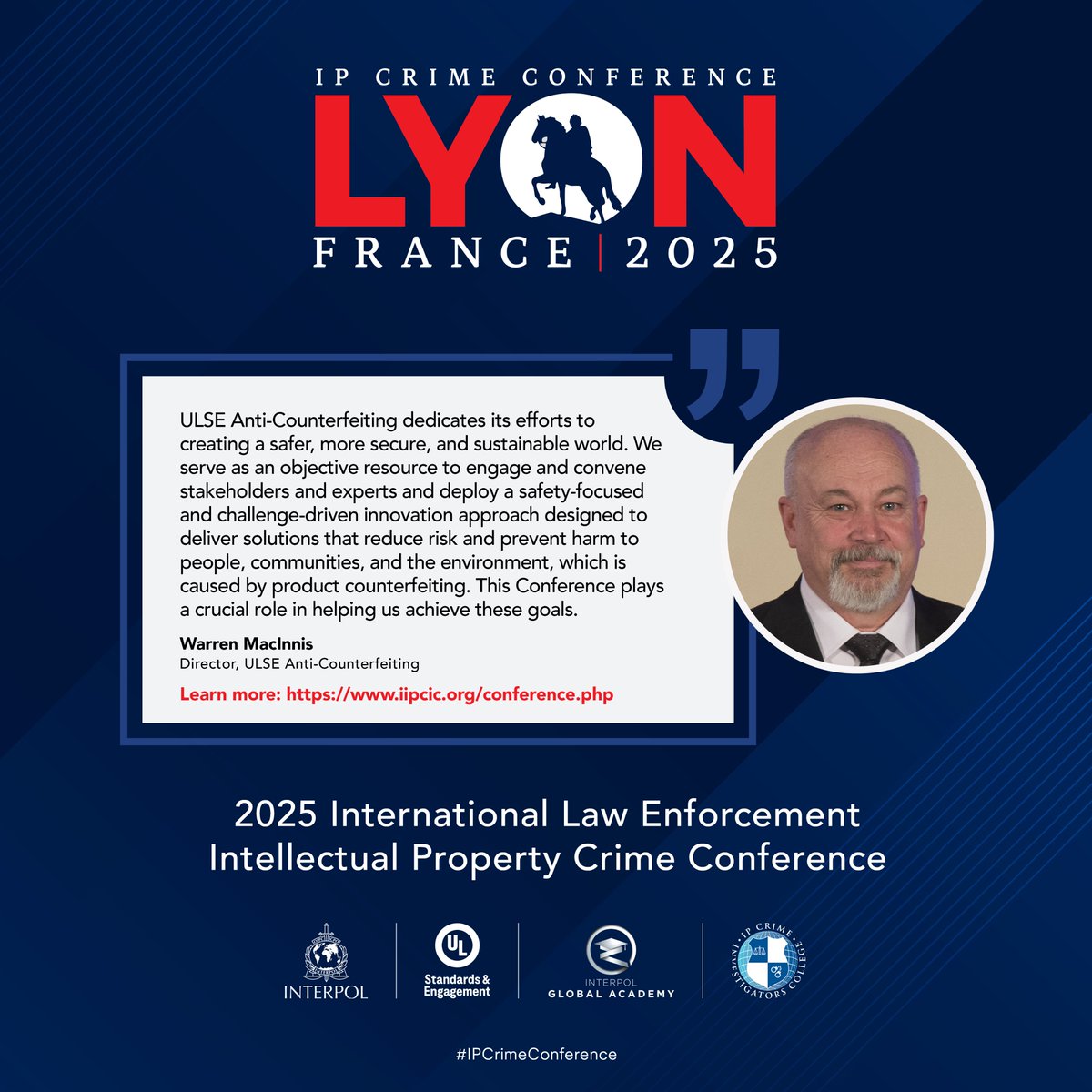 1 week to go! 🚨 

IP crime is a complex challenge, affecting global security, economies &amp; lives. Counterfeit goods &amp; piracy are just the tip of the iceberg. 

But, together, we can make a difference. Join us at the #IPCrimeConfernce.  

iipcic.org