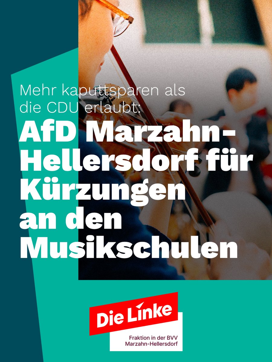 Mehr kaputtsparen als die CDU erlaubt: AfD #Marzahn-#Hellersdorf für Kürzungen an den #Musikschulen
#bvvmahe #mahe
linksfraktion-marzahn-hellersdorf.de/aktuelles/aktu…