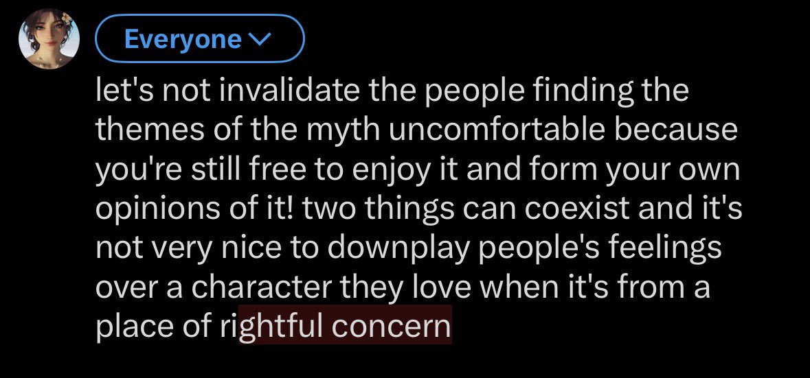please be more careful and respectful with how you surround your conversation around these topics of the myth, i don't think it's right to especially police the feelings of any middle eastern fans during this time