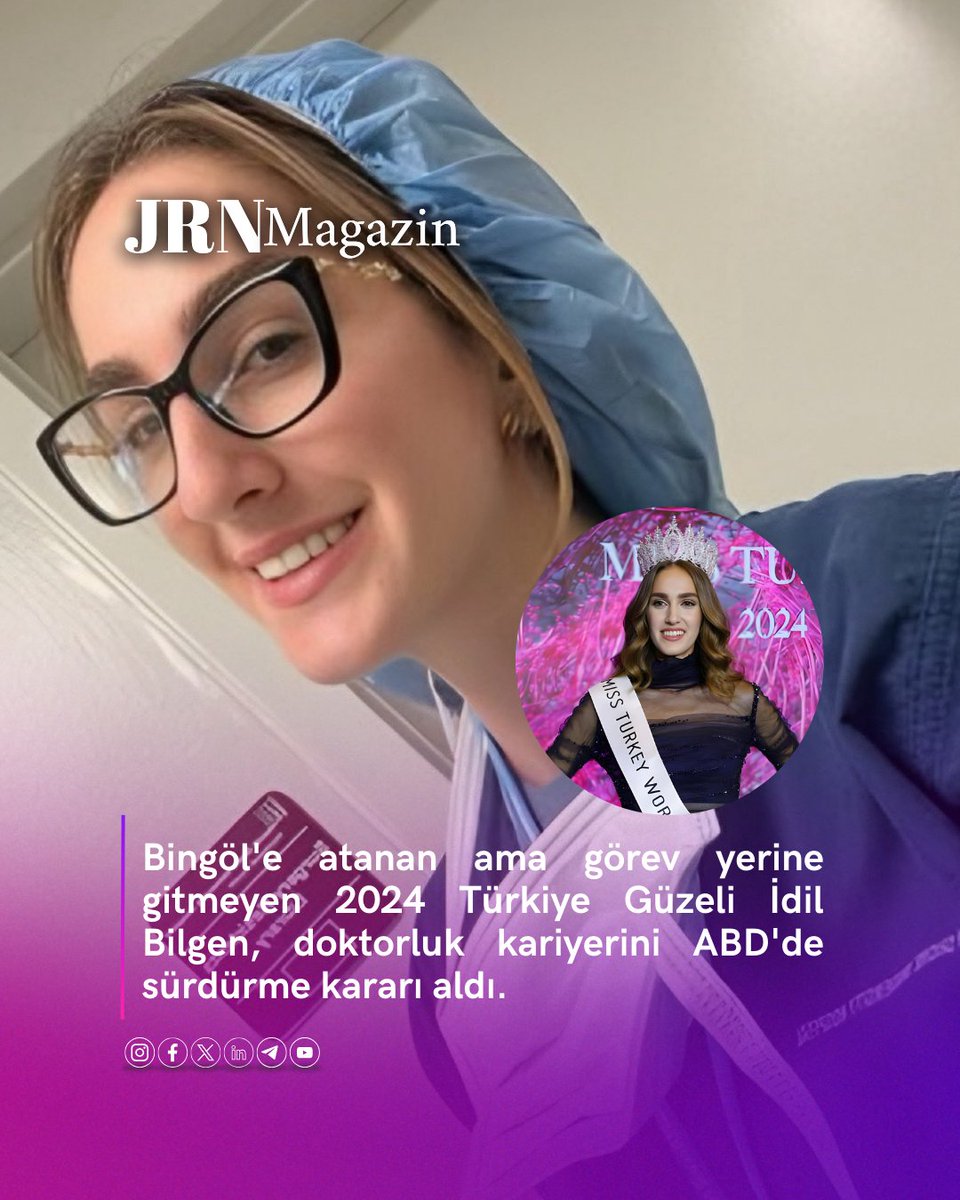 jrnmag's tweet photo. Bingöl'e atanan 2024 Türkiye Güzeli İdil Bilgen, doktorluk kariyerini ABD'de sürdürme kararı aldı.

#İdilBilgen https://t.co/cI30IobhMV