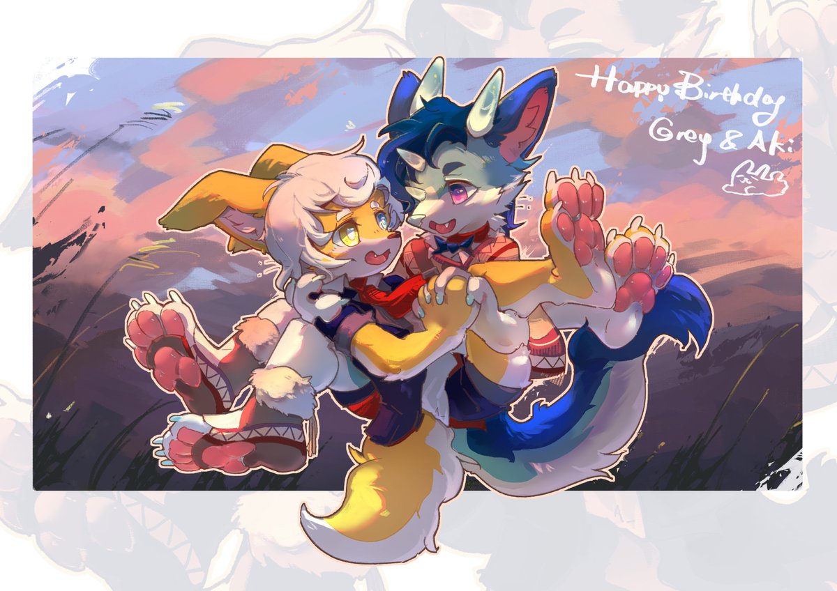 FuzzzyAki's tweet photo. Happy birthday @FuzzzyAki &amp; @ApatiteGrey 
祝我们生日快乐! https://t.co/DTrTxTYlzk