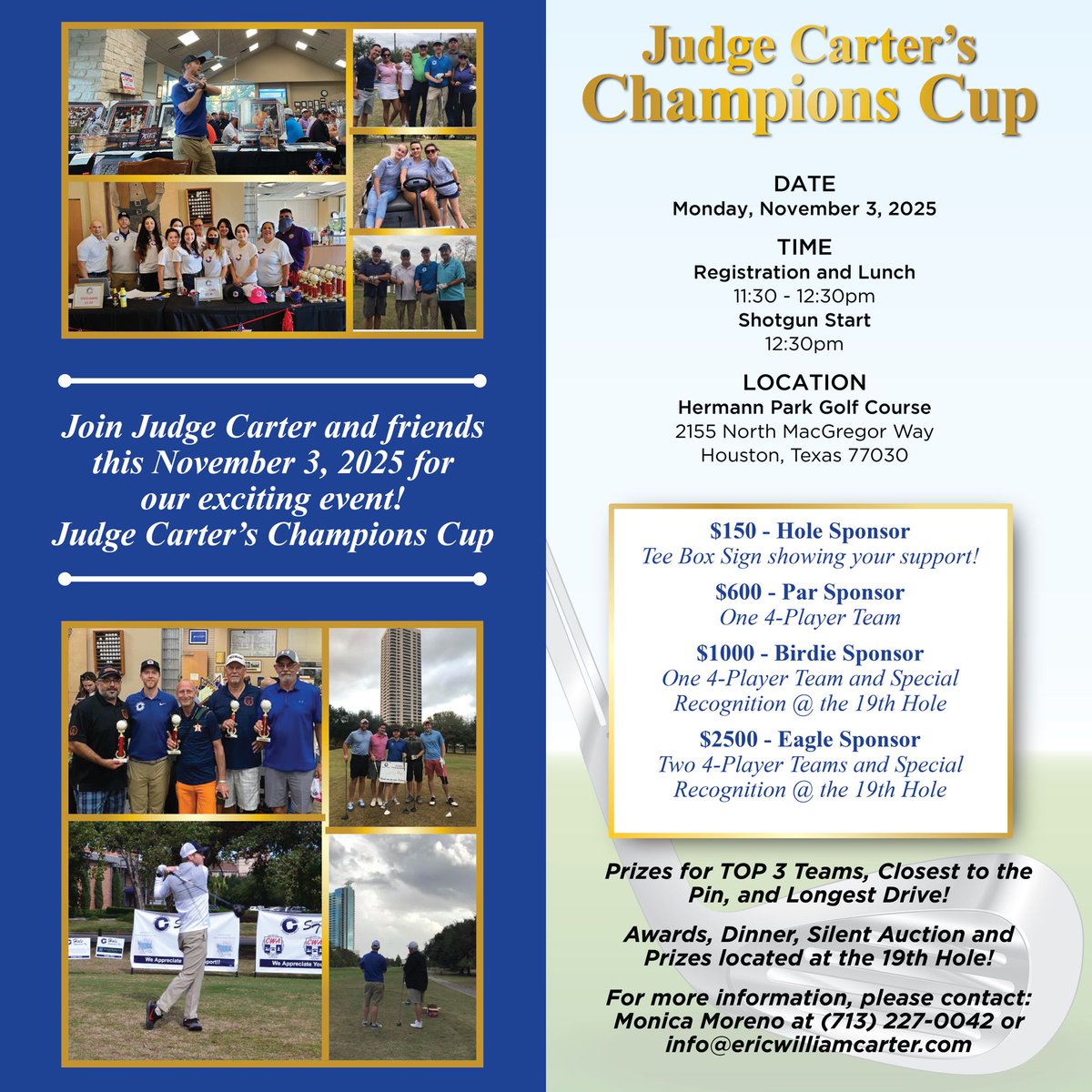 Judge Carter’s Champions Cup! Tee it up with us on 11/3/25 at Hermann Park Golf Course! Register today at: linktr.ee/ewcforjp
