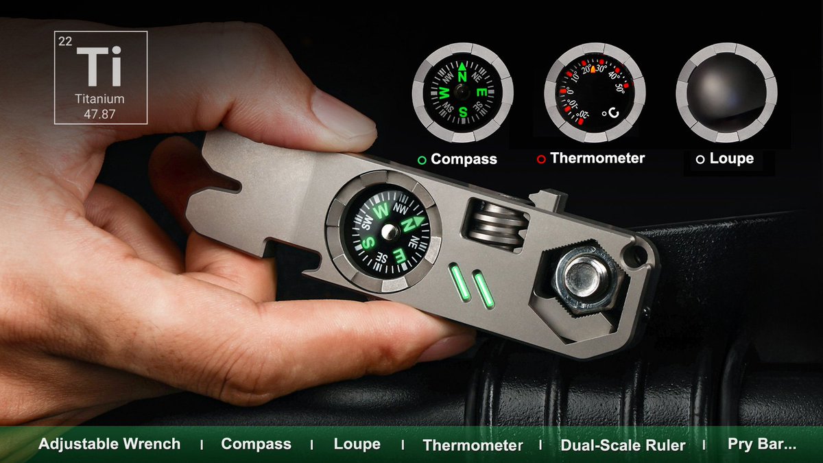 TechnikWheel's tweet photo. SwitchDisc: Titanium Pocket Tool for Everyday Carry

👉 https://t.co/C6z5uw7Q5a

The Essential 10-in-1 EDC: Adjustable Wrench| Swap Core System:Compass &amp; Loupe &amp; Thermometer| Dual-Scale Ruler | Pry Bar|Bottle Opener #kickstarter #edc #camping #outdoor #multitool https://t.co/0khFgxT5iv