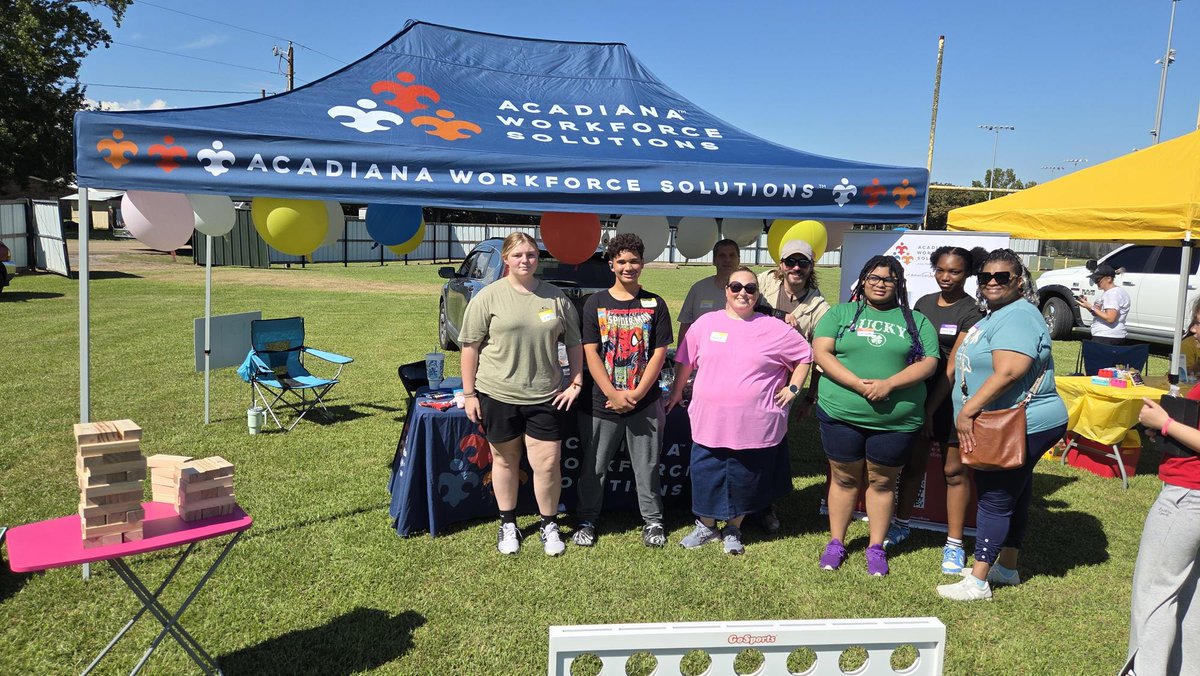 AcadianaWork's tweet photo. Acadiana Workforce Solutions staff participated in Abbeville’s third annual “Uniquely U” fun event for kids which celebrates inclusion for the special needs community. This event is organized by the Vermilion Reach Group. https://t.co/qjUF14jui5