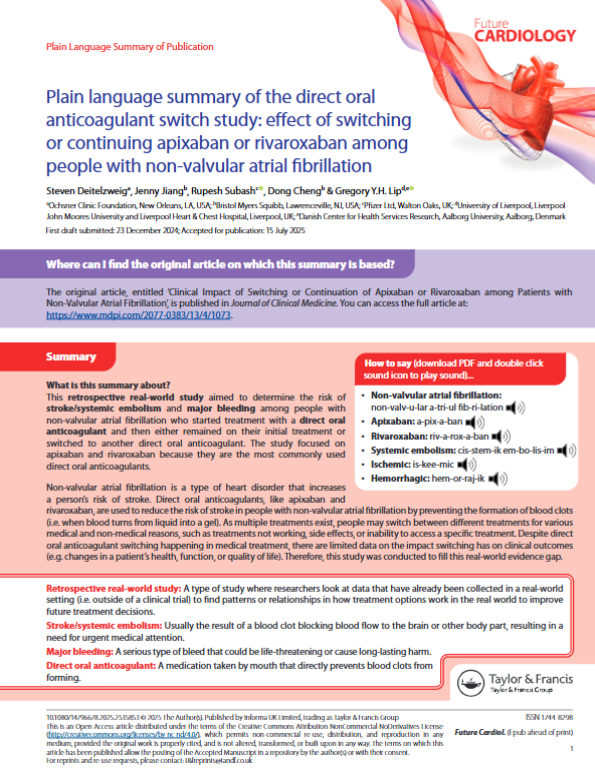 PlainLangSumm's tweet image. Study investigates clinical consequences of switching between apixaban and rivaroxaban in non-valvular atrial fibrillation. Research provides much-needed evidence on outcomes of anticoagulant transitions often necessitated by medical or practical factors.
hubs.ly/Q03GWmnV0