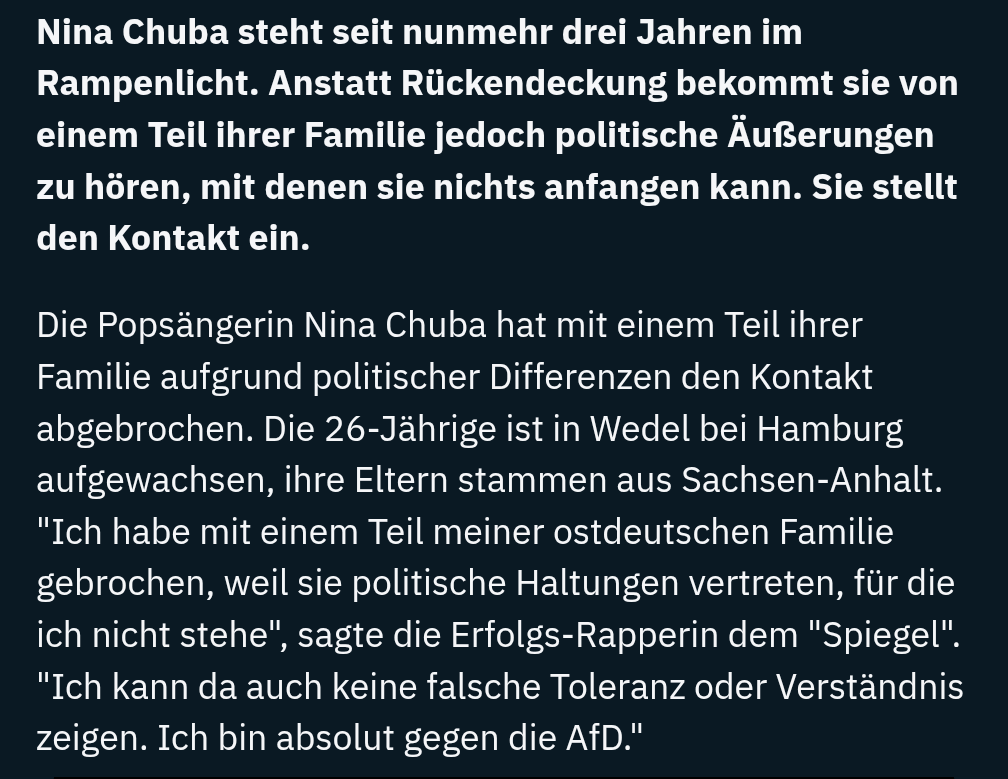 Einige Künstler denken, mit solchen Aussagen würden sie der AfD schaden. Das Gegenteil ist der Fall. Wenn man nicht mehr bereit ist, miteinander ins Gespräch zu kommen, wird sich auch nichts positiv verändern.