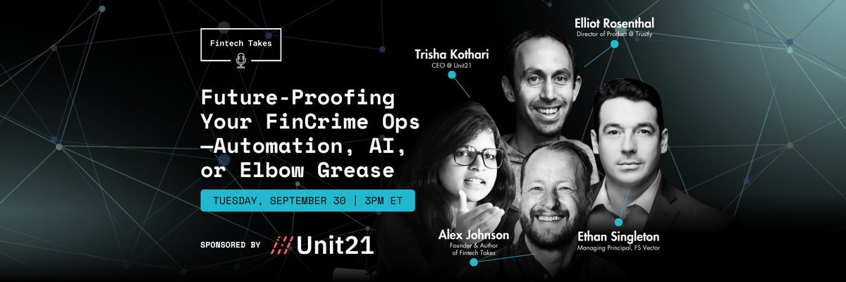 Most fintech risk &amp; compliance teams are drowning in alerts.

Some are investing in AI. Others are throwing humans at the problem. Both fail in different ways.

Sept 30: Operators in the trenches break down what actually future-proofs FinCrime Ops.

That’s why it’s time to