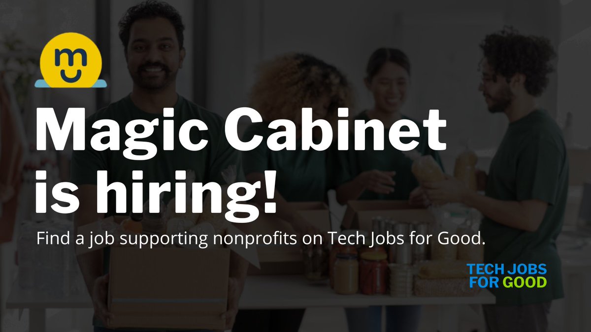 TechJobsforGood's tweet image. Redefine how philanthropy and nonprofits partner for sustainable and thriving communities! Magic Cabinet is hiring!

Role: Director of Communications
Location: Seattle, WA / San Francisco, CA (Hybrid)
Learn more 👉 techjobsforgood.com/companies/magi…

#TechForGood #TechJobs #Hiring #JobAlert