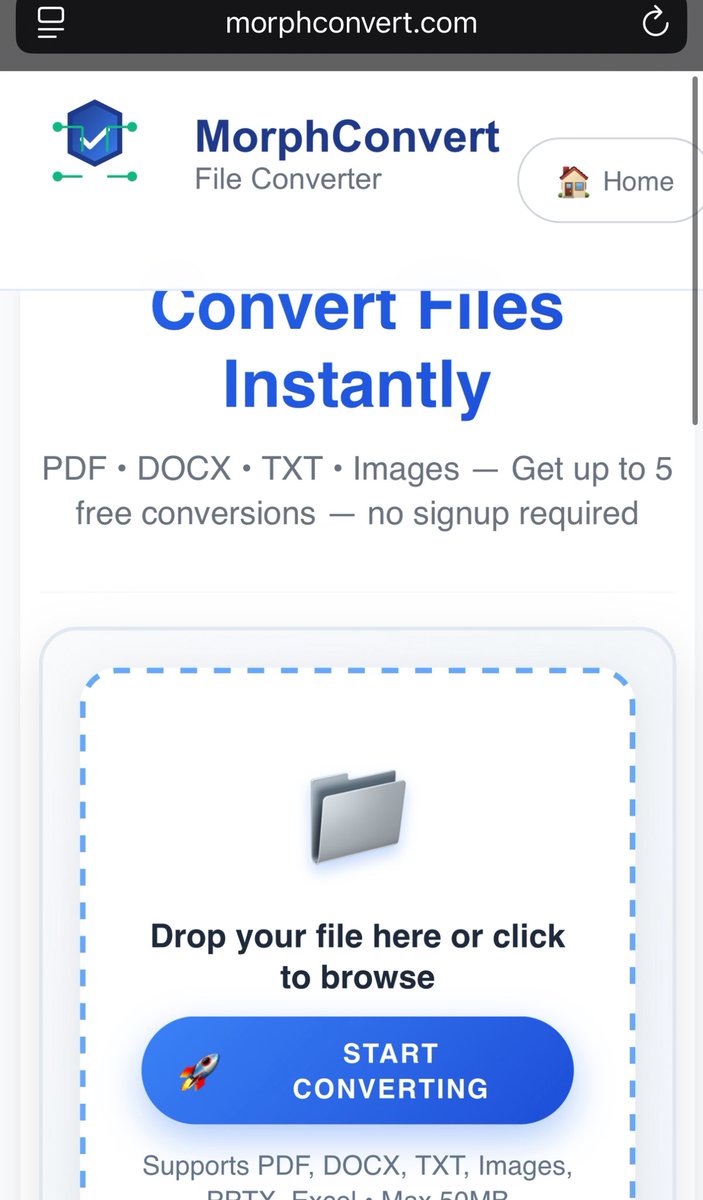 LinuxSeb's tweet image. Put Linux aside and worked on a new project 😋

morphconvert dot com.

Check it out  out yall