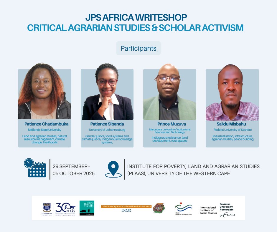 PLAASuwc's tweet image. How do you write a well-grounded journal article? These researchers will refine their manuscripts at the @Peasant_Journal&apos;s writeshop on critical agrarian studies.  

Learn more about our participants: plaas.org.za/sarchi-chair/w…

#PLAAS30