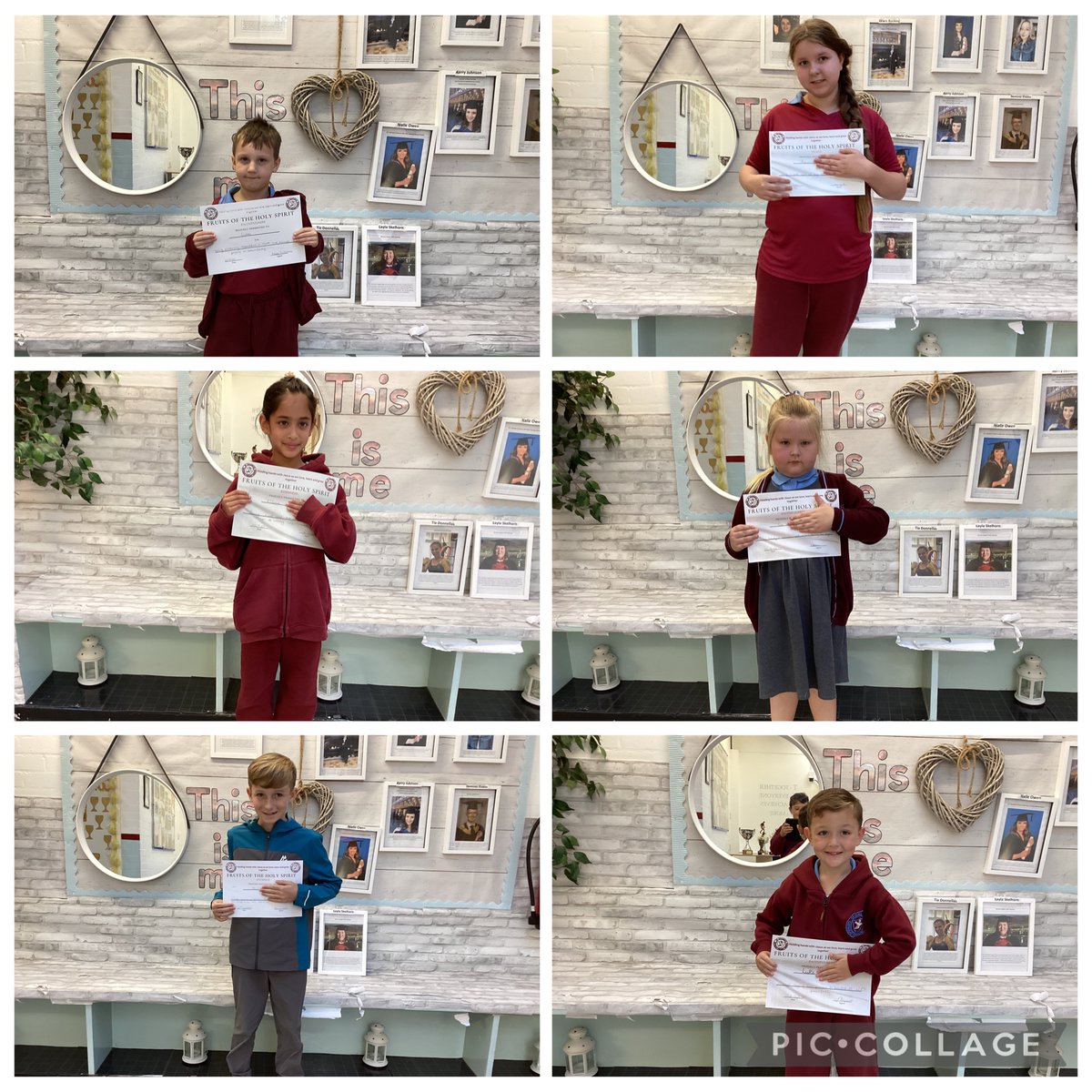 Our gorgeous Fruits of the Holy Spirit winners over the last two weeks. They were celebrated for Faithfulness, Patience, Kindness, Peace, Joy, Generosity and Goodness. Keep living in the light of the Lord. #CatholicLife #FruitsOfTheHolySpirit