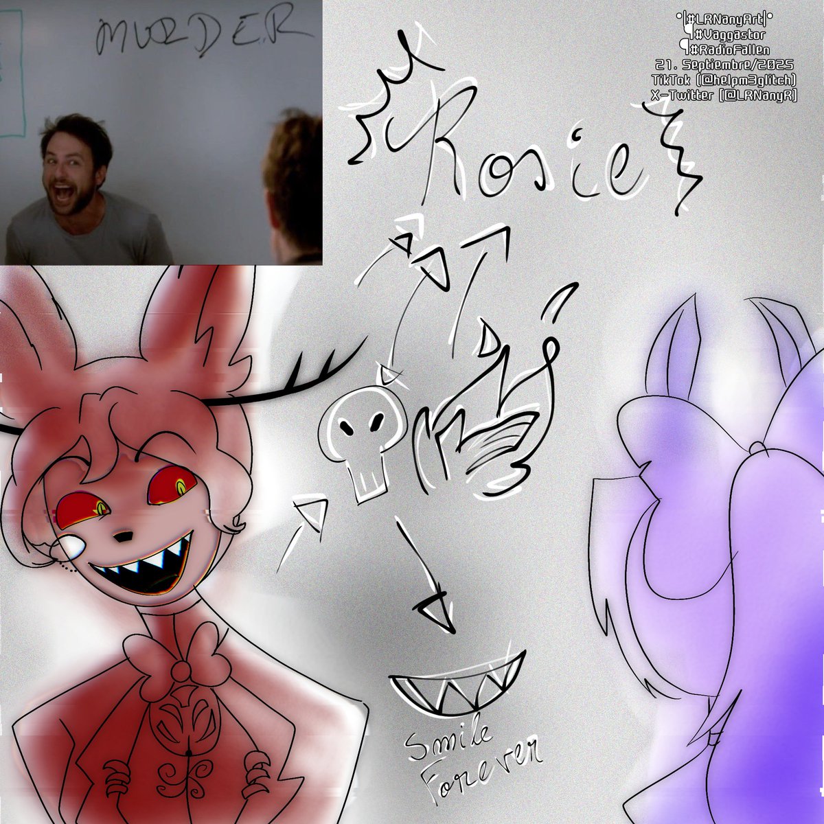 LRNanyR's tweet photo. Alastor si trying to explain to his partner who Rosie is and why he has her soul... Without sounding guilty or foolish.
#HazbinHotel #HazbinHotelFanart #HazbinHotelAlastor #HazbinHotelVaggie
#LRNanyArt #Vaggastor #FallenRadio #RadioFallen #RadioBow #RadioMoth https://t.co/XkWy4i3vBz