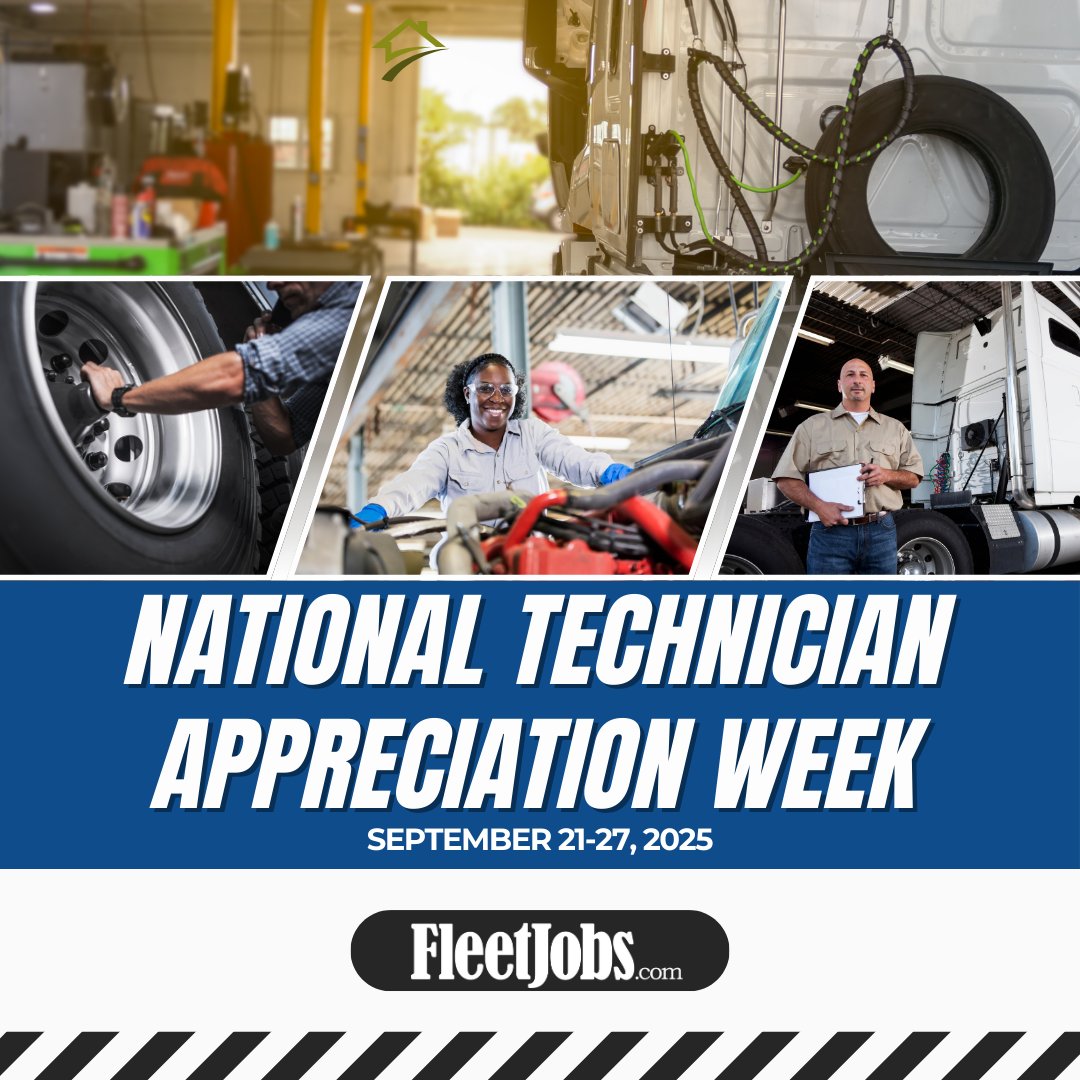 FleetJobsdotcom's tweet image. It’s National Technician Appreciation Week! 🔧 From September 21–27, we celebrate the dedicated techs who keep America’s trucks safe, reliable, and moving forward. Thank you for your hard work and commitment to keeping our fleets running strong. #NTAW2025 #ThankATech #DieselTech