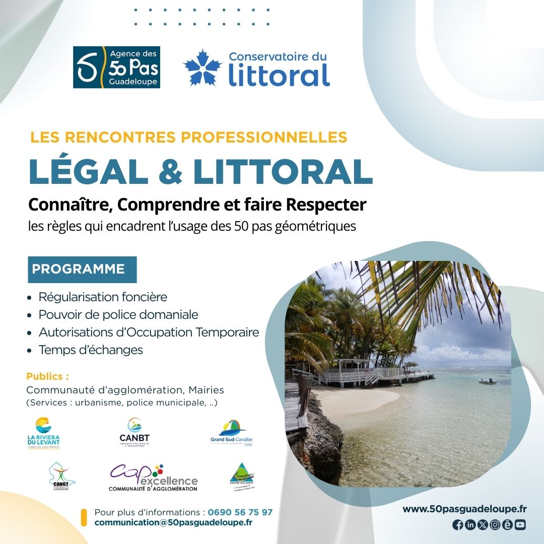 🟥 L’Agence des #50pasgéométriques et le <a href="/littoral_cdl/">Conservatoire du littoral</a>  ont le plaisir de convier les #communautésagglomérations, les #maires, les services #urbanisme et les #policesmunicipales à une série de rencontres consacrées au #pouvoirdepolicelittoral... Nous contacter pour plus d'infos