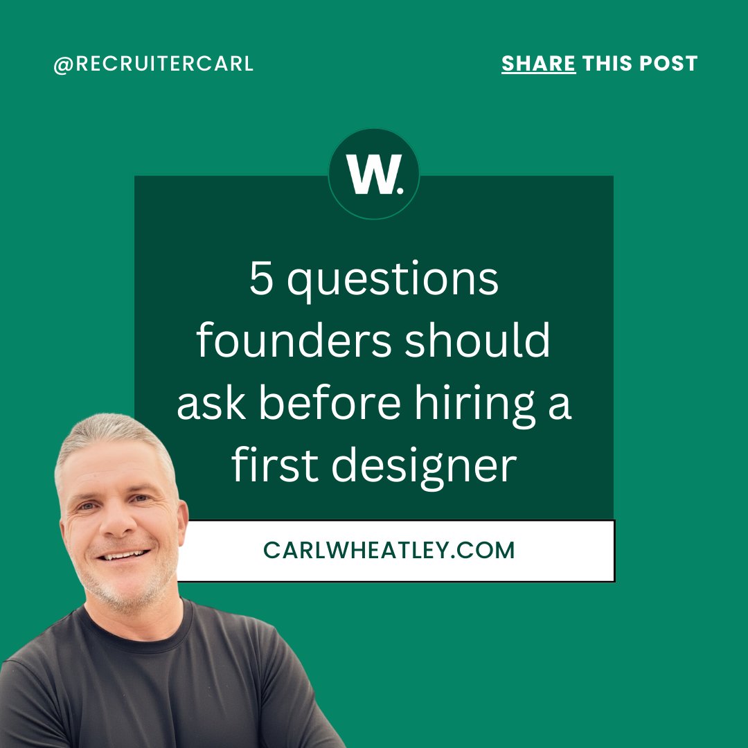 Hiring your first designer isn’t about filling a seat.
It’s about being ready for design.

5 questions founders should ask first:

Do we need a generalist or specialist?

Are we ready to listen to design?

What does success look like at 100 days?

Do we have the right support?
