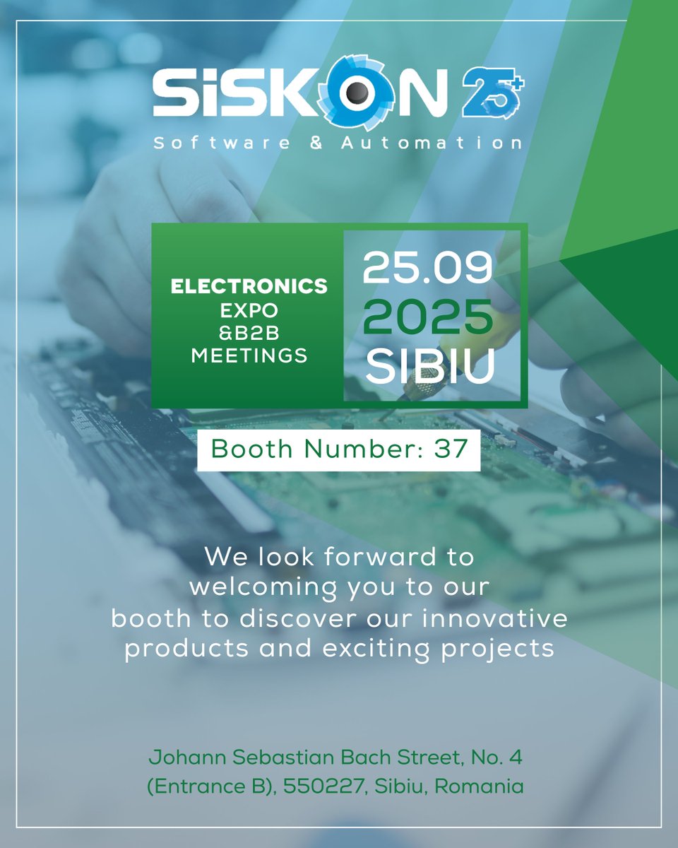 Dijital endüstri geleceğini birlikte şekillendirmeye devam ediyoruz!
25 Eylül 2025 tarihinde Sibiu – Technology Expo &amp; B2B Meetings’te en yeni akıllı fabrika çözümlerimizi sizlerle buluşturuyoruz – uçtan uca izlenebilirlik sistemlerinden, kişiselleştirilmiş dijital formlara ve
