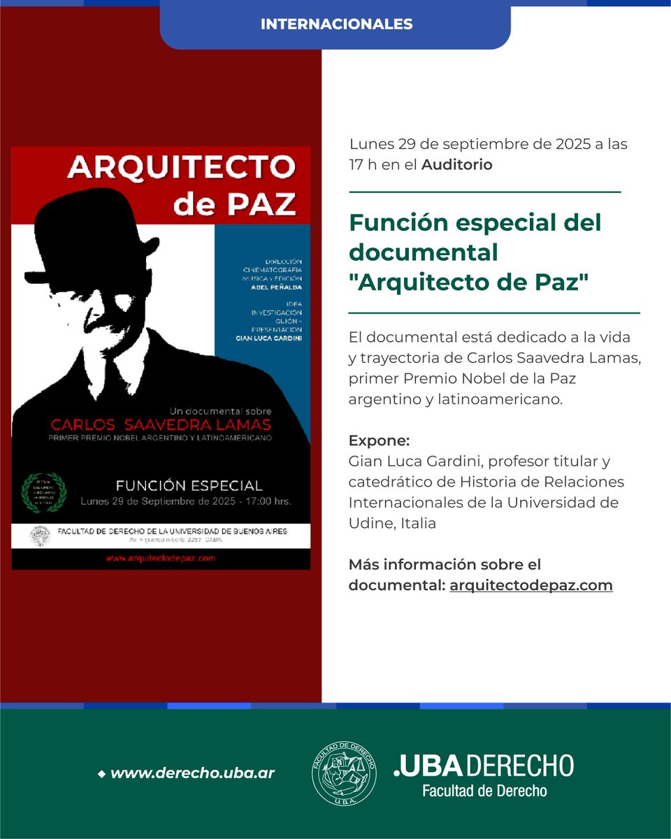 📅 El próximo 29 de septiembre a las 17 h tendrá lugar una función especial del documental "Arquitecto de Paz".

➕ Más información: bit.ly/4mDWJVd

#Documental #ArquitectoDePaz