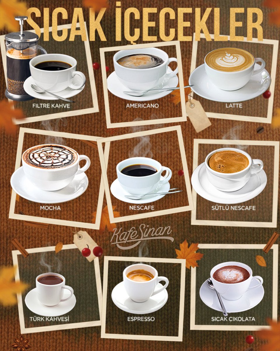 Sonbaharın keyfi, sıcak içeceklerle çıkar 😍 

En özel kahve lezzetleri #KafeSinan Hanımeli İstasyon’da 👋

#kahve #lezzet #türkkahvesi #espresso #nescafe #mocha