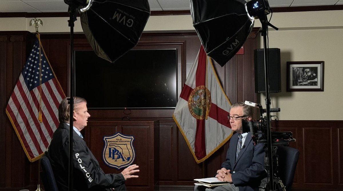 Behind the scenes with South Florida PBA President Steadman Stahl during a recent media interview.

Each interview is an opportunity to stand up for our officers, highlight the challenges they face, and remind the community of the sacrifices made to keep South Florida safe.

#PBA