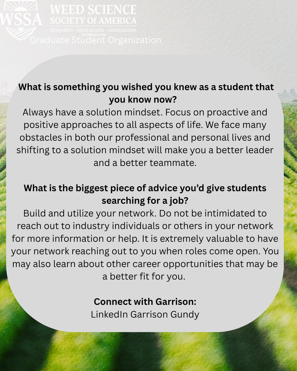 WSSA | GSO (@wssa_gso) on Twitter photo Meet our Alumnus of the month, Garrison Gundy! <a href="/precisionweeds/">Garrison Gundy</a> Meet our Alumnus of the month, Garrison Gundy! <a href="/precisionweeds/">Garrison Gundy</a>