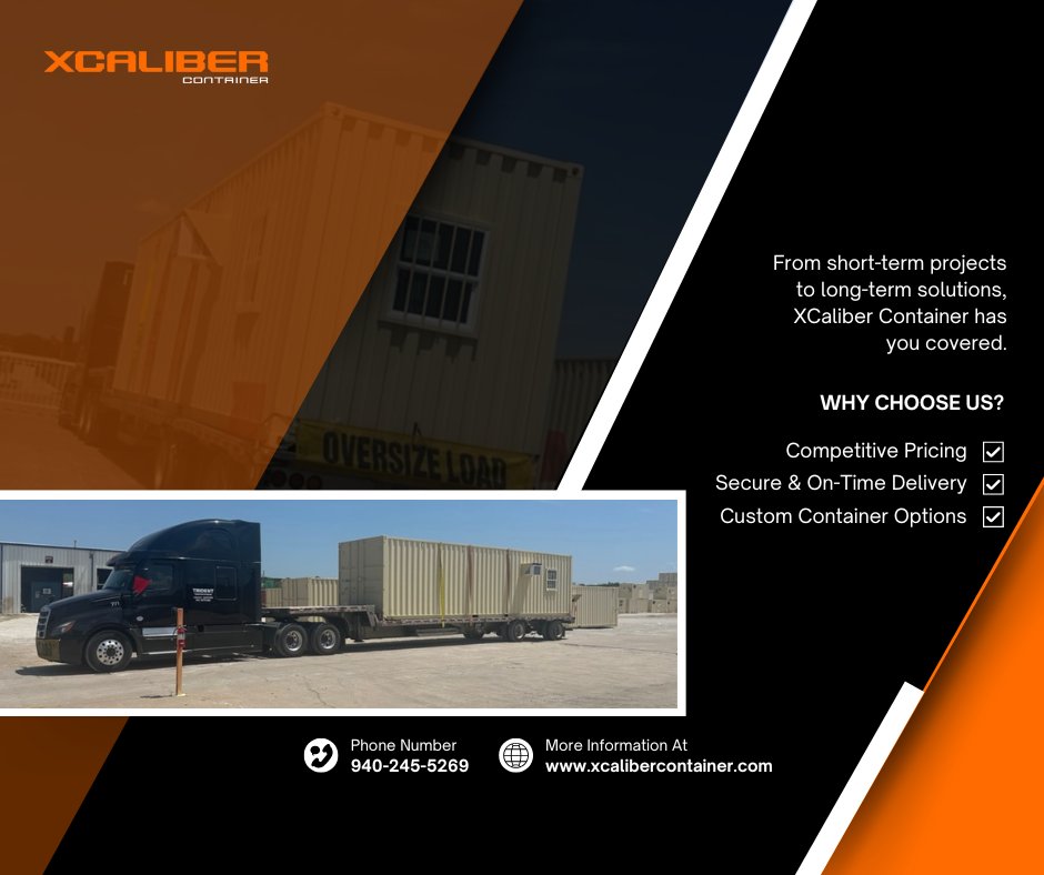 XcaliberSales's tweet image. 🚛 Another XCaliber build on the move!

From short-term projects to long-term solutions, we provide secure container transport with competitive pricing and custom options. Built to move. Built to last.

📦 Delivered anywhere. Built for you.

#XCaliberContainer #ContainerTransport